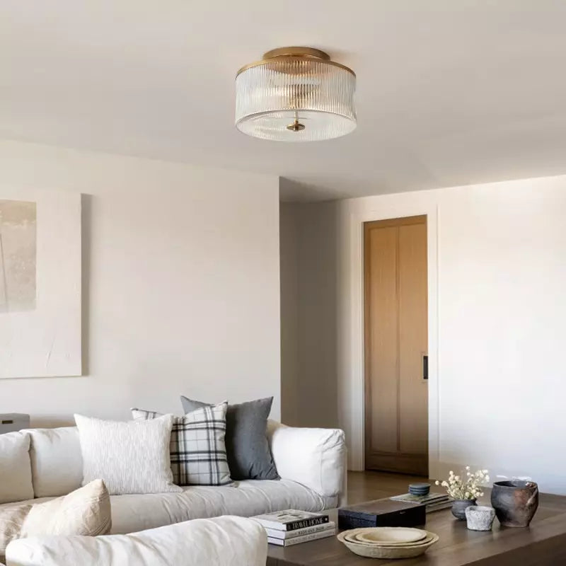 Lorienne Farmhouse Striped Glass Ceiling Light