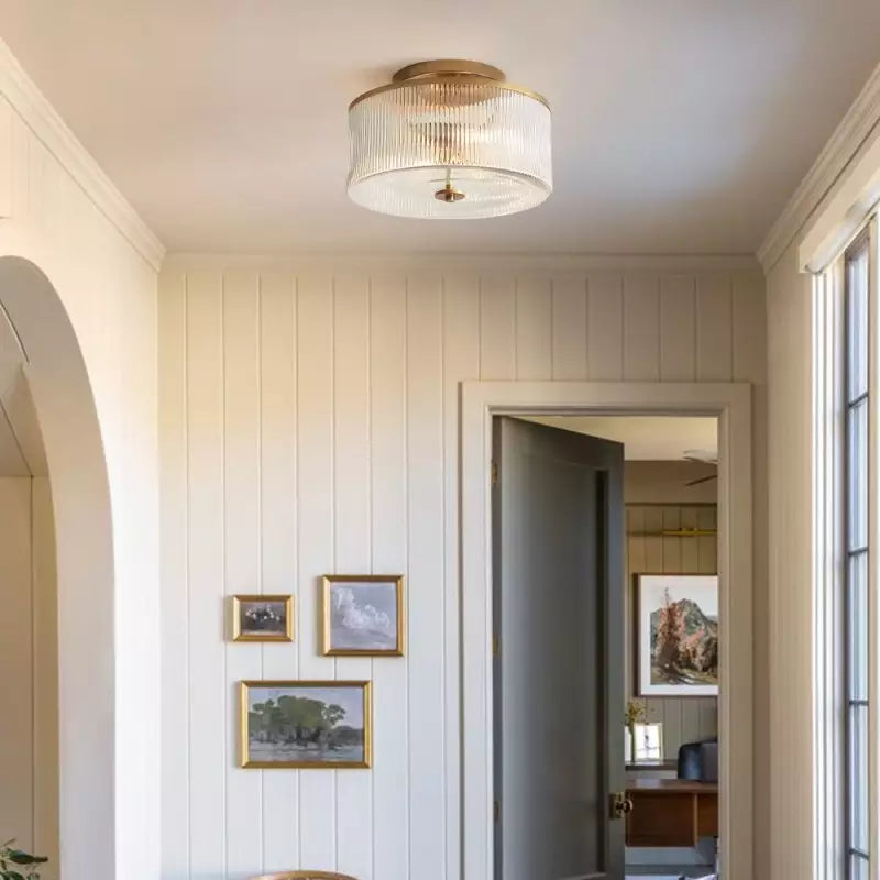 Lorienne Farmhouse Striped Glass Ceiling Light