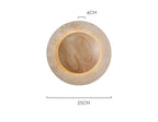 Round Travertine Wood Wall Light