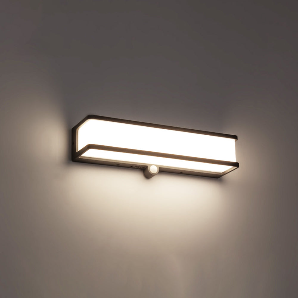 Modern Minimalist Rectangular Acrylic Sensor Solar IP65 Waterproof Outdoor Wall Light