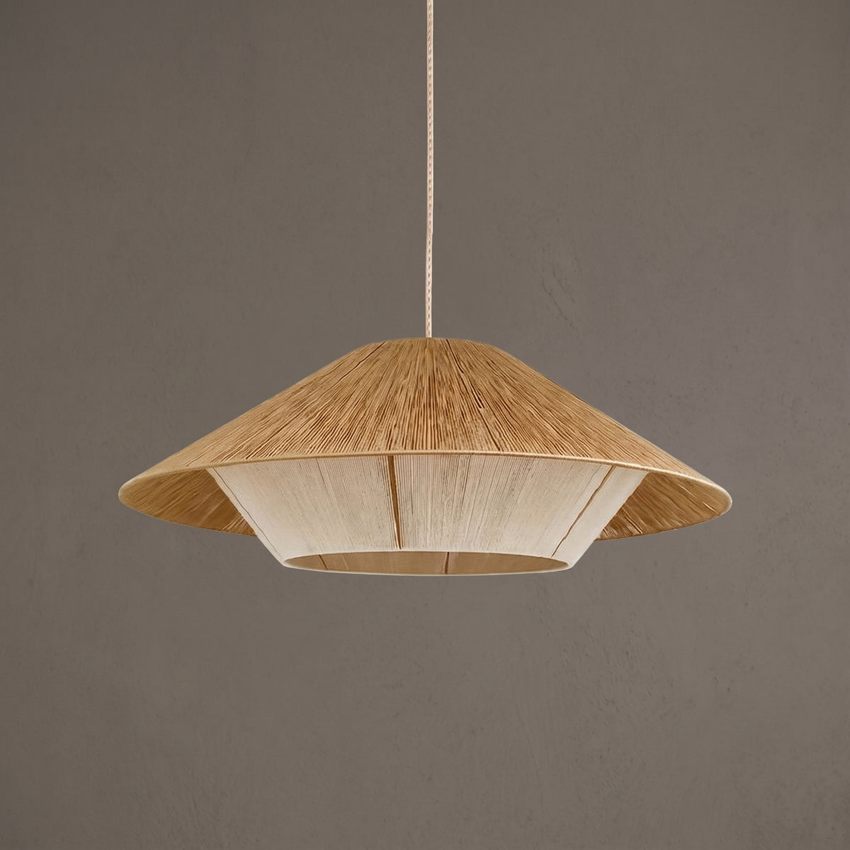 Aloha Sand hemp rope pendant light, studio shot on a neutral backdrop