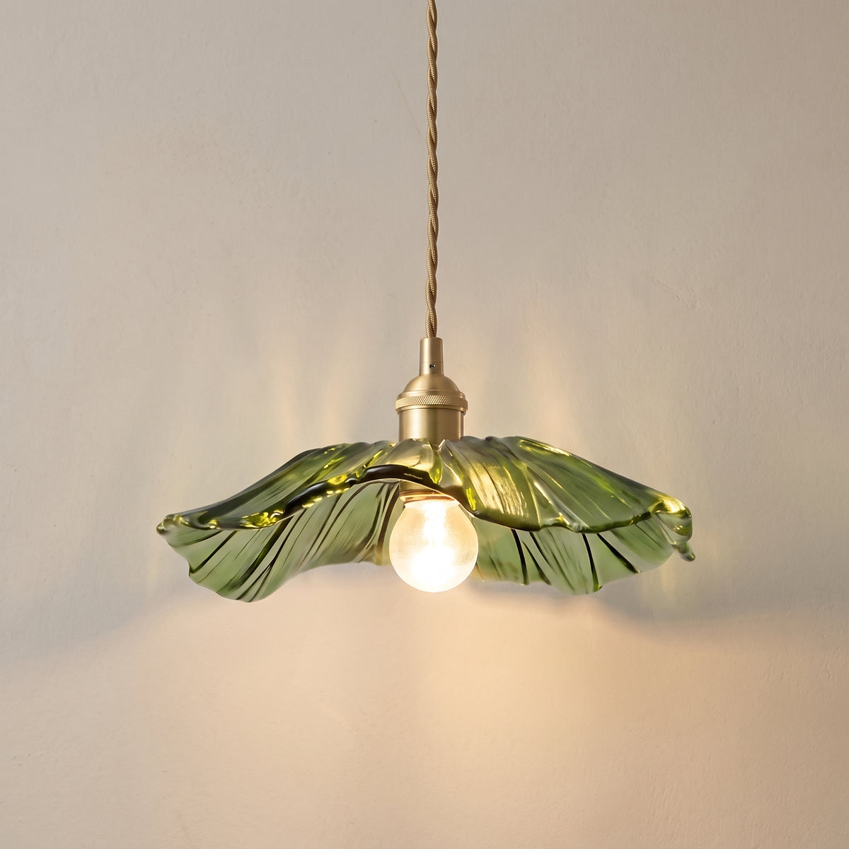 Lotus Glow vintage glass pendant light, studio shot on a neutral backdrop
