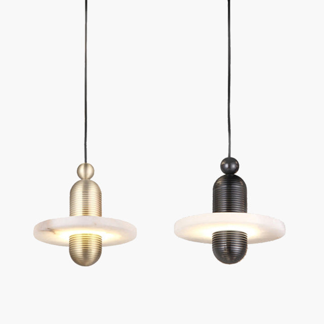 Modern Iron Alabaster Disc Minimalist Pendant Light
