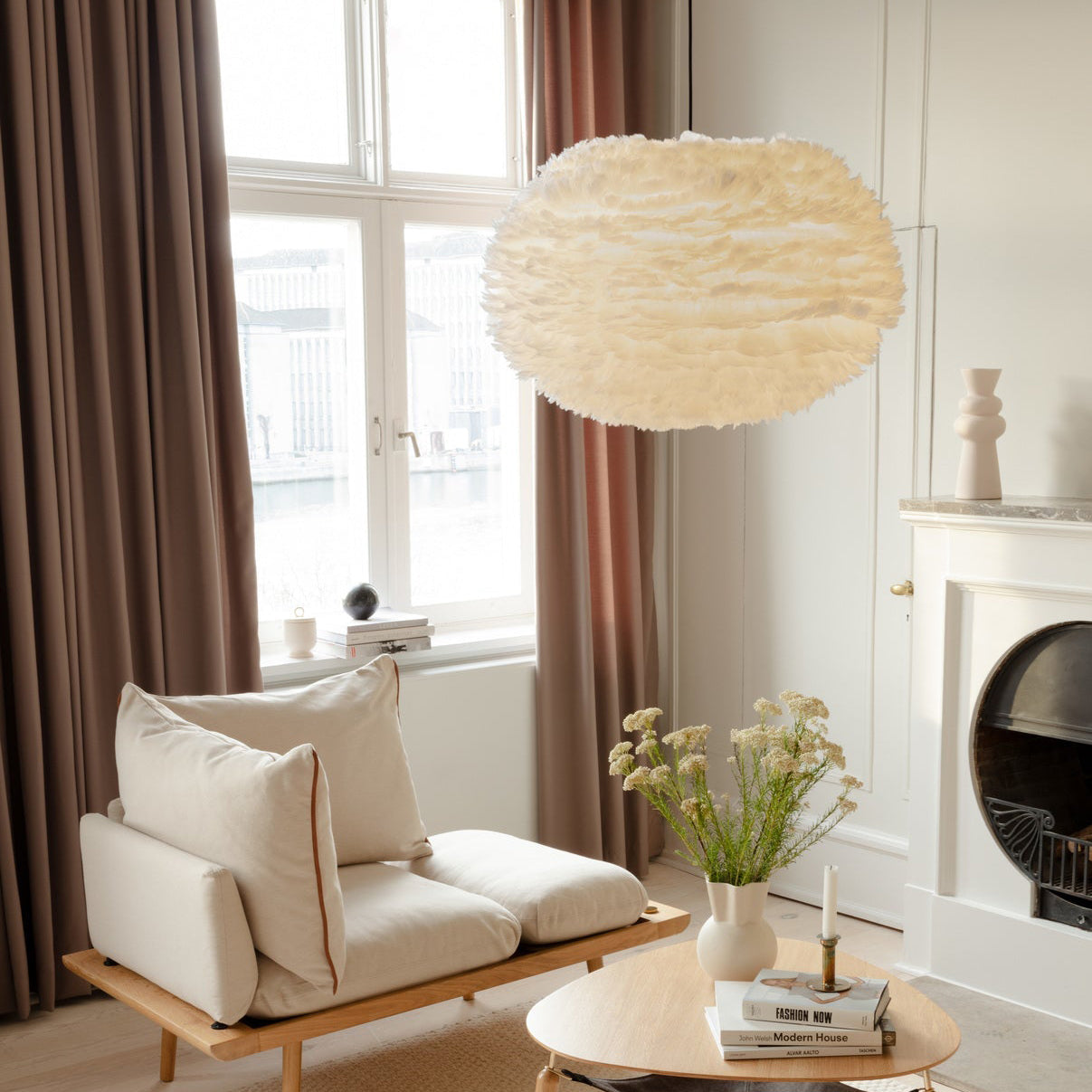 Lyra Feather Orb Modern Pendant Light